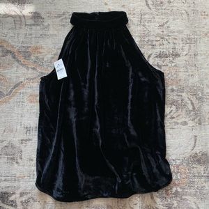 Loft black velvet halter top